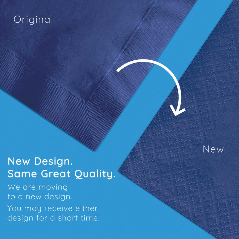 Creative Converting Touch of Color 200 Count 2-Ply Paper Beverage Napkins, Navy Blue , 5" x 5" - 251137 - Image 5